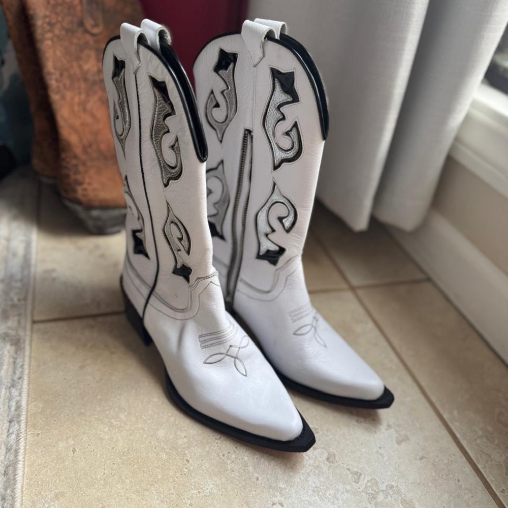 White and Silver Western Boots